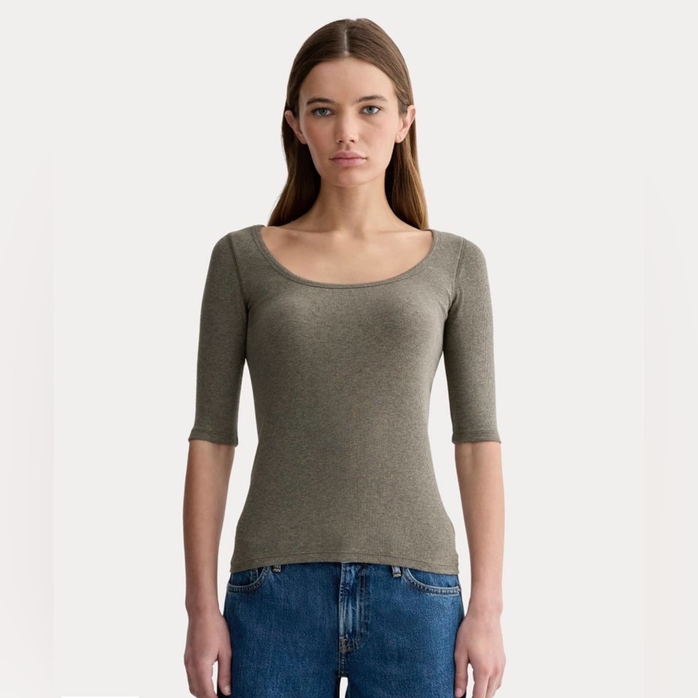 EVERLANE- THE LUXE RIB SCOOP-NECK TEE EUC $48
